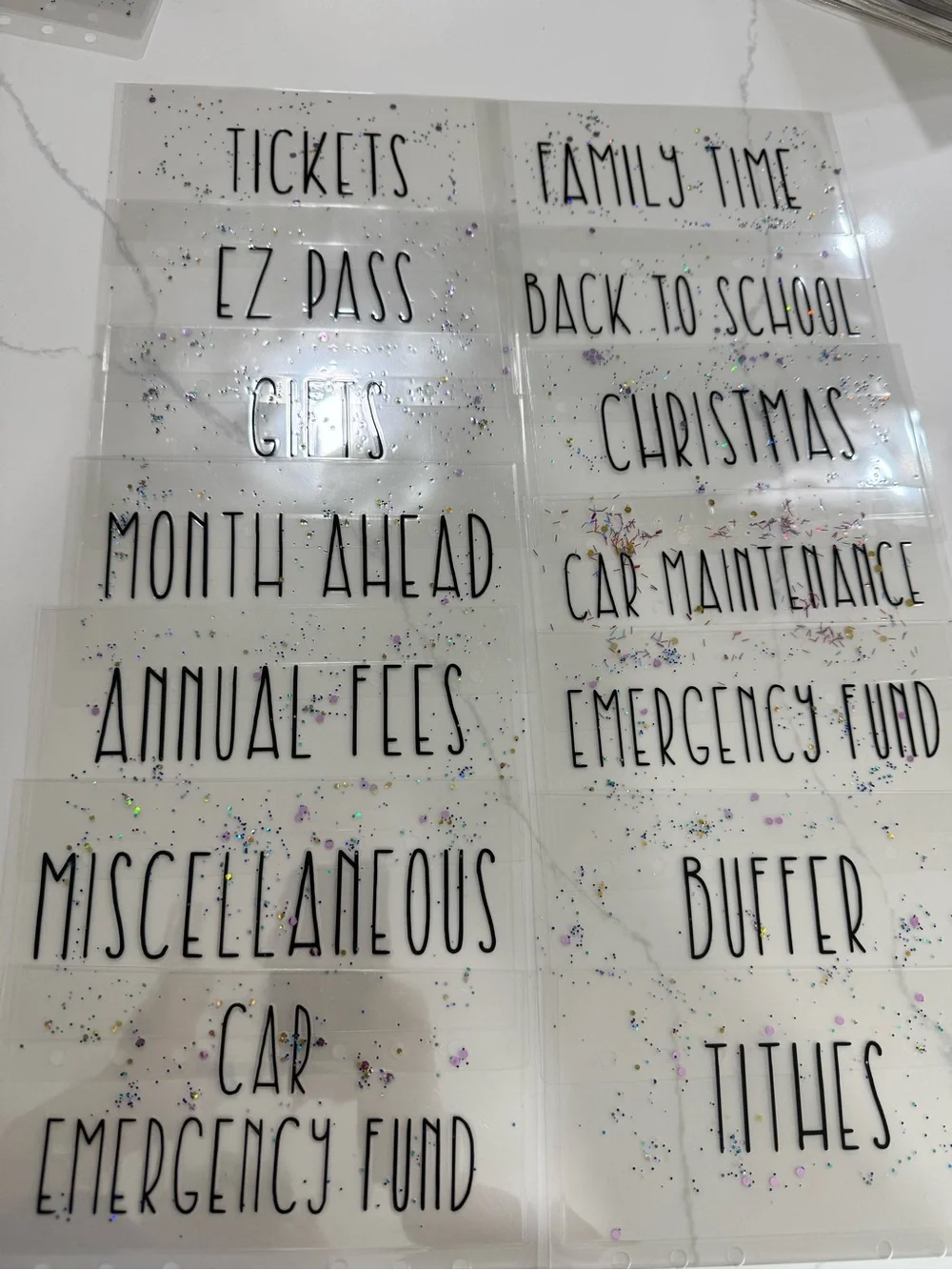 A6 Clear Glitter Cash Envelopes
